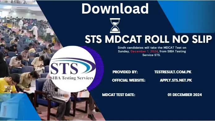 STS MDCAT Roll No Slip 2024 Check Test Date @apply.sts.net.pk